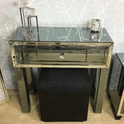 Arctic Noir Smoked Black Mirrored 1 Drawer Dressing Console Table