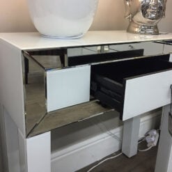 Arctic White Mirrored Glass 1 Drawer Dressing Console Table