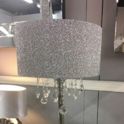 Sparkly Silver Mirrored Crystal Glass Droplets Glitter Floor Lamp