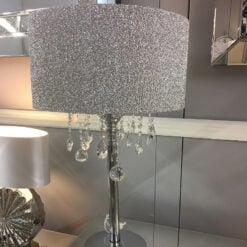 Sparkly Silver Mirrored Crystal Glass Droplets Glitter Table Lamp