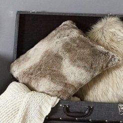 Brown and Grey Coloured Timber Wolf Faux Fur Cushion