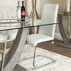 Caspian Light Grey Chrome And Faux Leather Dining Chair