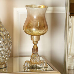 Champagne Frosted Glass Goblet Candle Holder 39cm