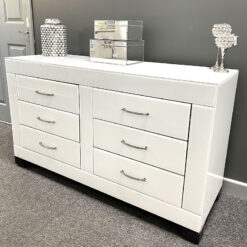 Cosmic White Mirrored Glass 6 Drawer Bedroom Chest Sideboard Cabinet