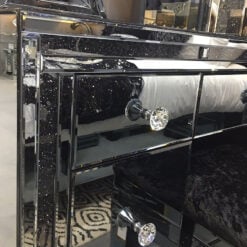 Diamond Glitz Noir Smoked Black Mirrored 7 Drawer Dressing Table