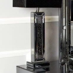 Diamond Glitz Noir Smoked Black Mirrored Bedside Table Lamp