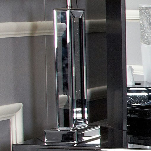 Diamond Glitz Noir Smoked Mirrored Bedside Table Lamp 12"