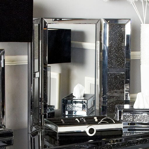 Diamond Glitz Noir Smoked Mirrored Vanity Dressing Table Mirror