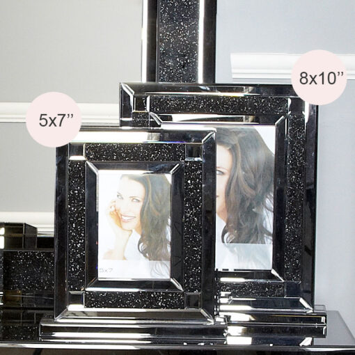 Diamond Glitz Noir Smoked Mirrored Box Photo Frame (8×10”)