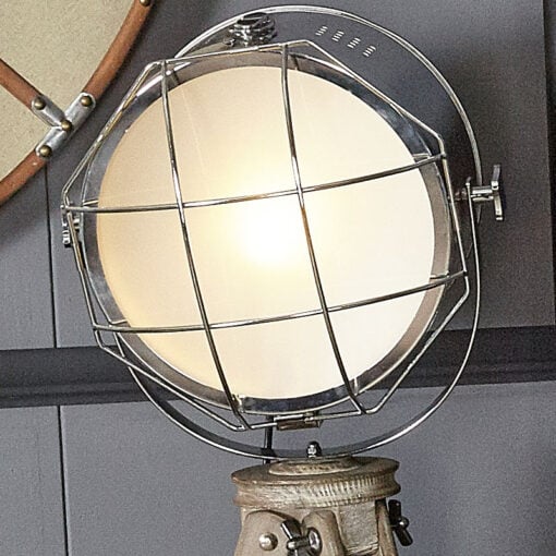 Grey Wooden Hollywood Tripod Lamp With Spot Light