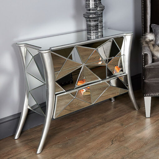 Iceberg Silver Mirror 3 Drawer Cabinet Sideboard Chest Of Drawers