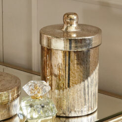 Large Brown Cut Glass Jar Jewellery Box With Lid