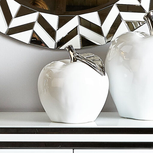 Medium White & Silver Apple Decoration Ornament