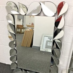 Sparkly 120cm Petal Frame Designer Large Wall Mirror Shiny Silver