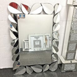 Sparkly 120cm Petal Frame Designer Large Wall Mirror Shiny Silver
