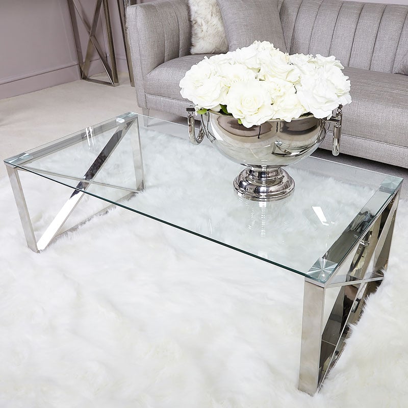 Contemporary glass on sale coffee table