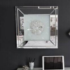 60cm Mirrored White And Clear Wall Clock With Moving Gears