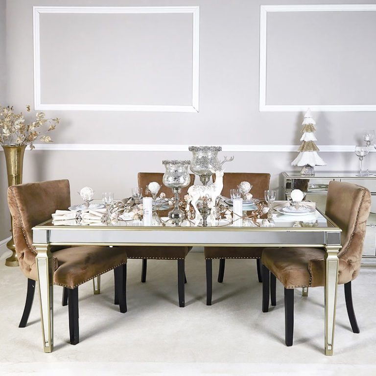 Athens Gold Mirrored Dining Table Picture Perfect Home