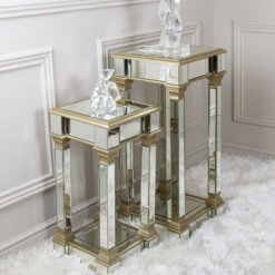 Athens Gold Mirrored Telephone Table Side Table End Table 90cm