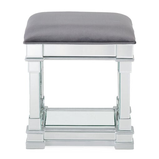 Athens Mirrored Dressing Stool in Silver