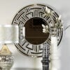 Athens Antique Silver Aztec Circular Wall Mirror
