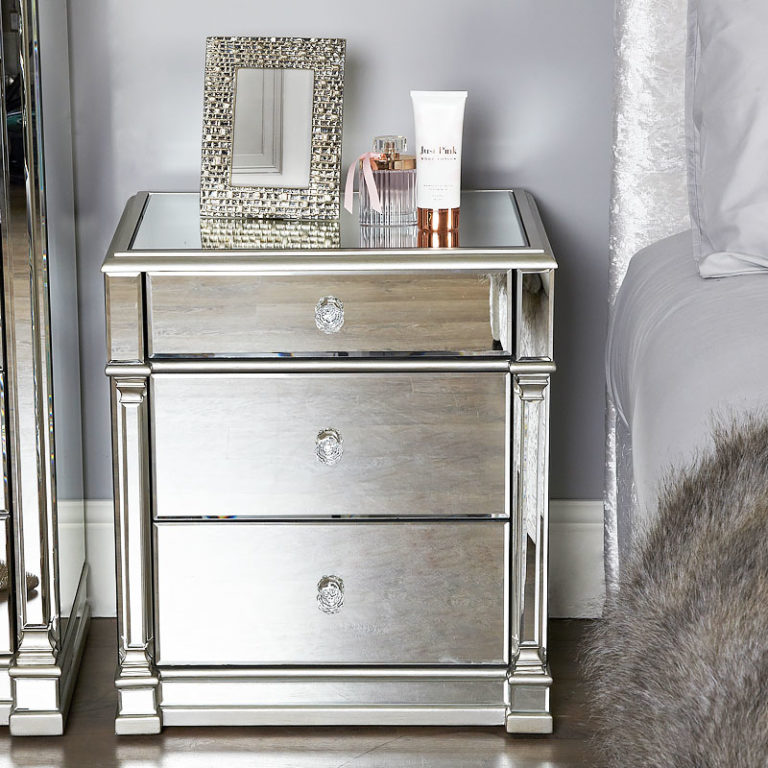 Athens Silver Mirrored 5 Drawer Chest Of Drawers Cabinet | Picture ...