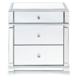 Athens Silver Mirrored 3 Drawer Chest Bedside Cabinet Table