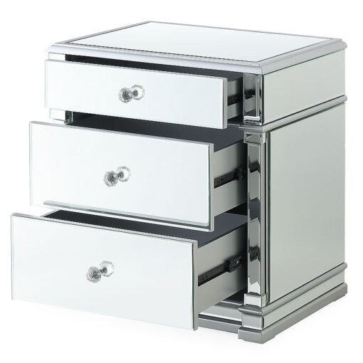 Athens Silver Mirrored 3 Drawer Chest Bedside Cabinet Table