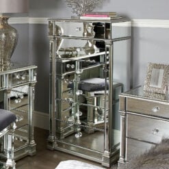 Athens Antique Silver Mirrored 6 Drawer Tallboy Chest Of Drawers ...