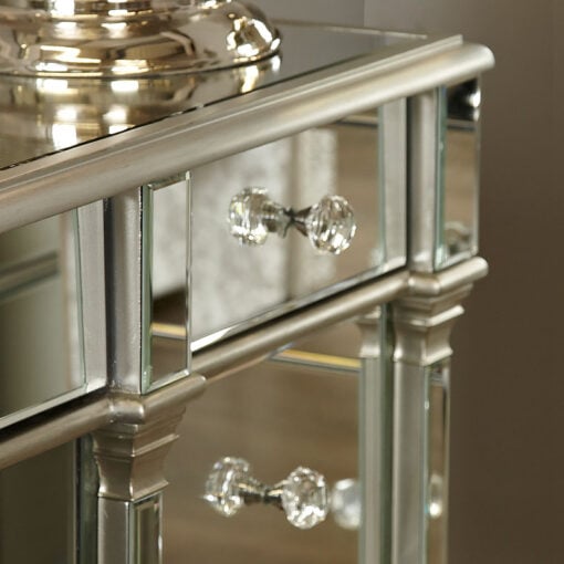 Athens Antique Silver Mirrored 9 Drawer Dressing Table