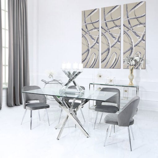 Aurelia Chrome And Glass Rectangular Dining Table 160cm