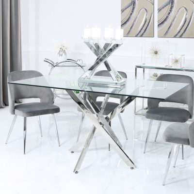 Aurelia Chrome And Glass Rectangular Dining Table 160cm | Picture ...