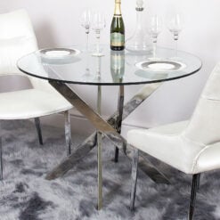 Aurelia Chrome And Glass Round Dining Table