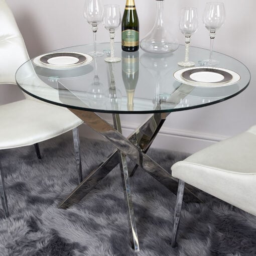 Aurelia Chrome And Glass Round Dining Table