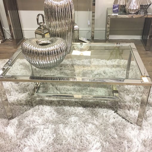 Axton Chrome And Glass Coffee Table