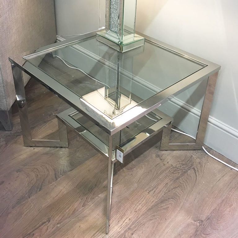 Axton Chrome And Glass Side End Table Picture Perfect Home