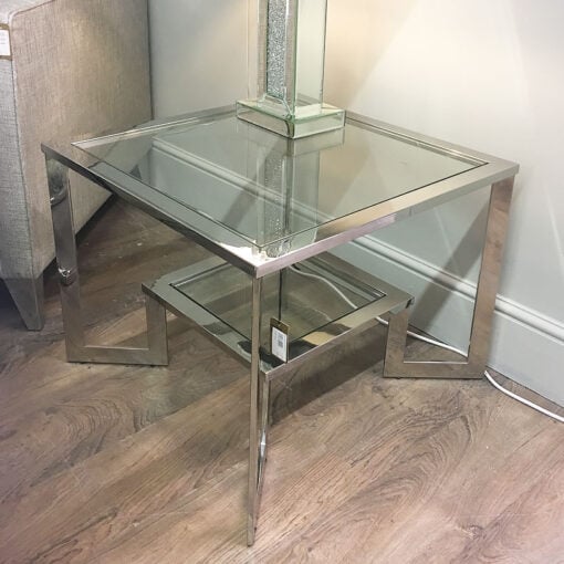 Axton Chrome And Glass Side End Table