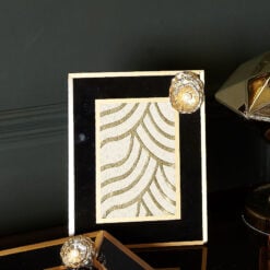 Black And Gold Photo Frame With Brooch Decoration 4 inch X 6 inch