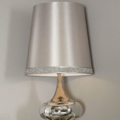 Chrome And Glass Podium Statement Table Lamp With Silver Sparkly Shade