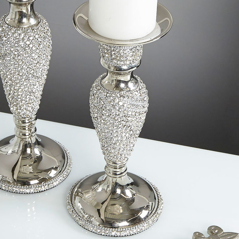 Diamond Glitz Small Nickel Candle Holder Picture Perfect Home