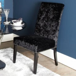 Elegant Black Dining Chair In Soft Velvet