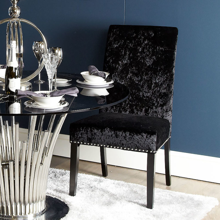 Elegant Black Dining Chair In Soft Velvet Picture Perfect Home