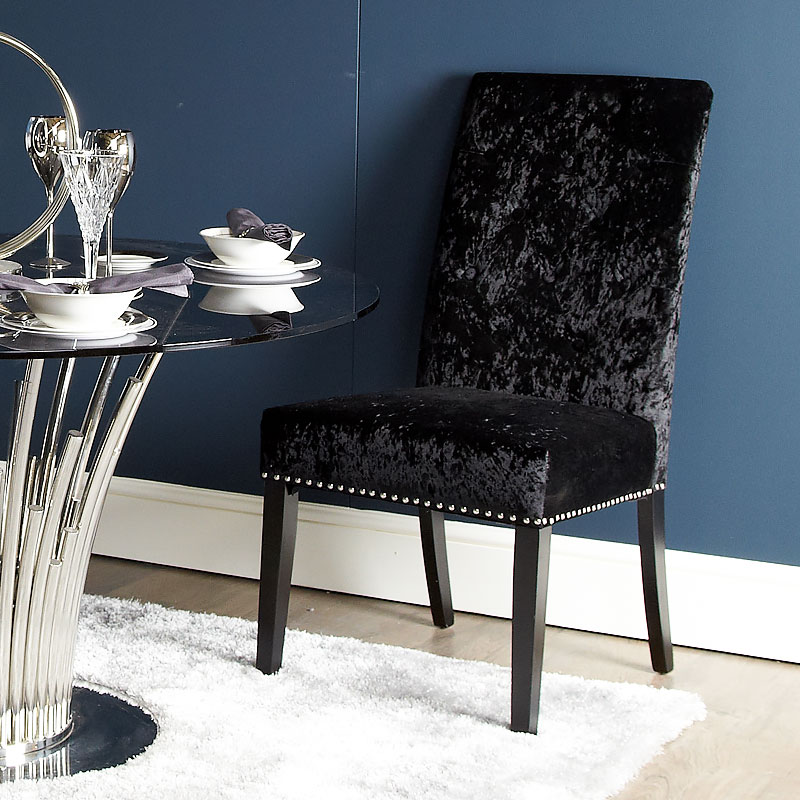 Elegant Black Dining Chair In Soft Velvet | Picture Perfect Home