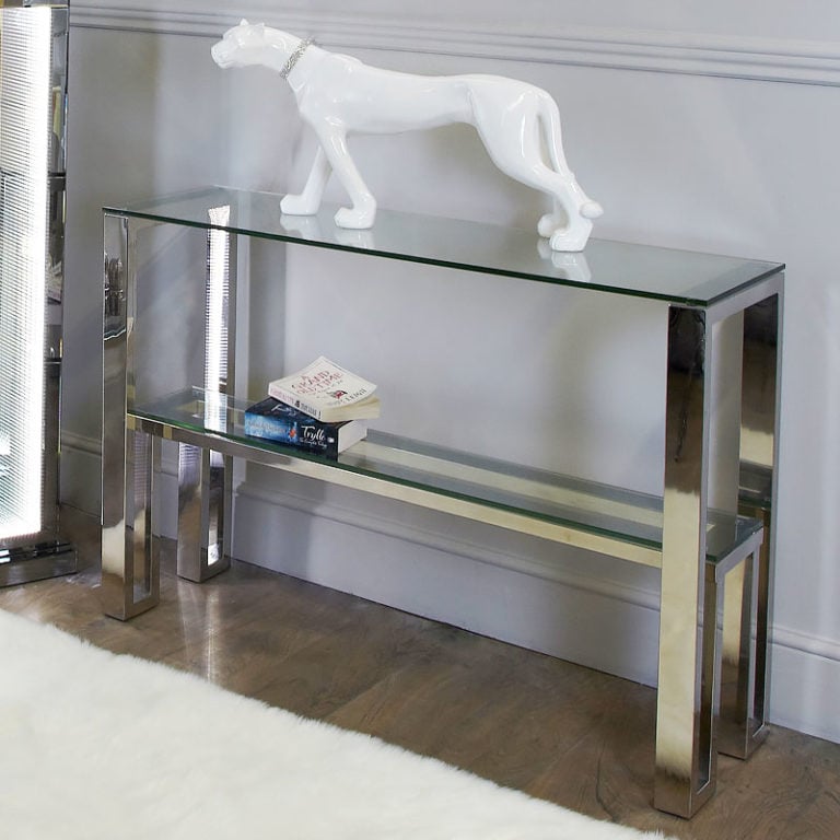Harvey Chrome And Glass Console Table Dressing Table Picture Perfect Home