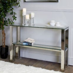 Harvey Chrome And Glass Console Table Dressing Table