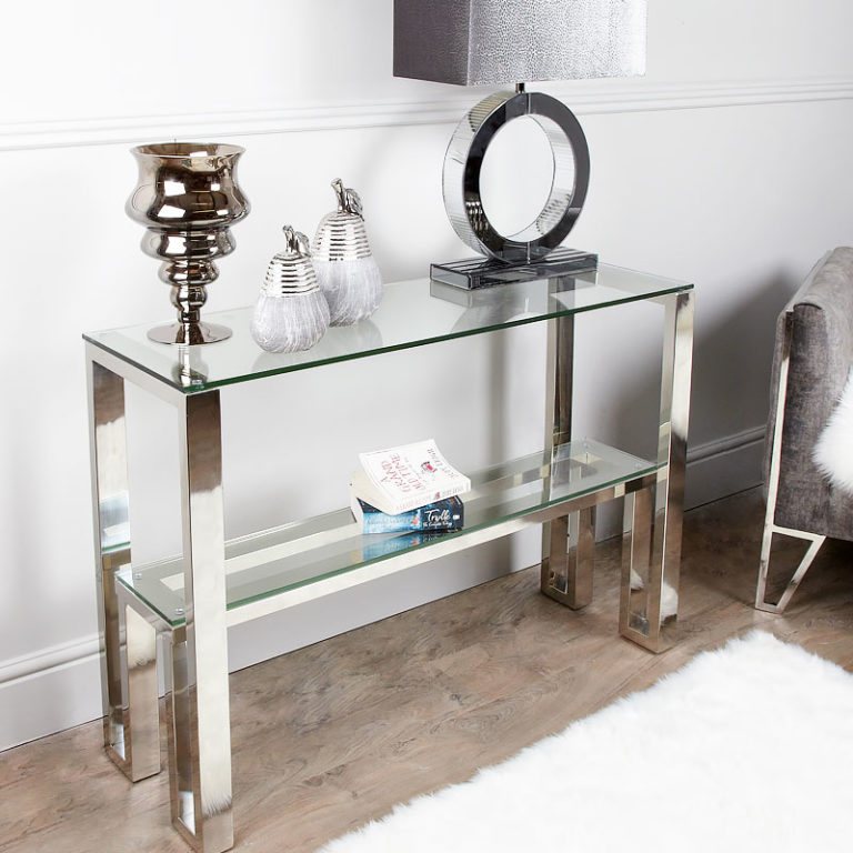 Harvey Chrome And Glass Console Table Dressing Table Picture Perfect Home