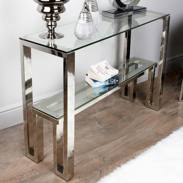 Harvey Chrome And Glass Console Table Dressing Table | Picture Perfect Home