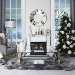 Madison White Mirrored Electric Fireplace Surround