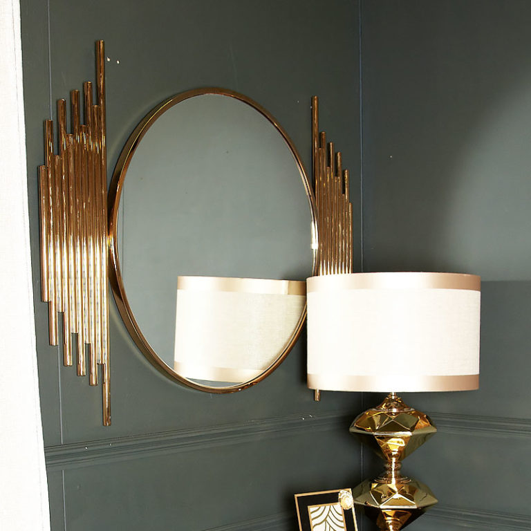 Premium Remington Metal Wall Mirror Rose Gold Picture Perfect Home