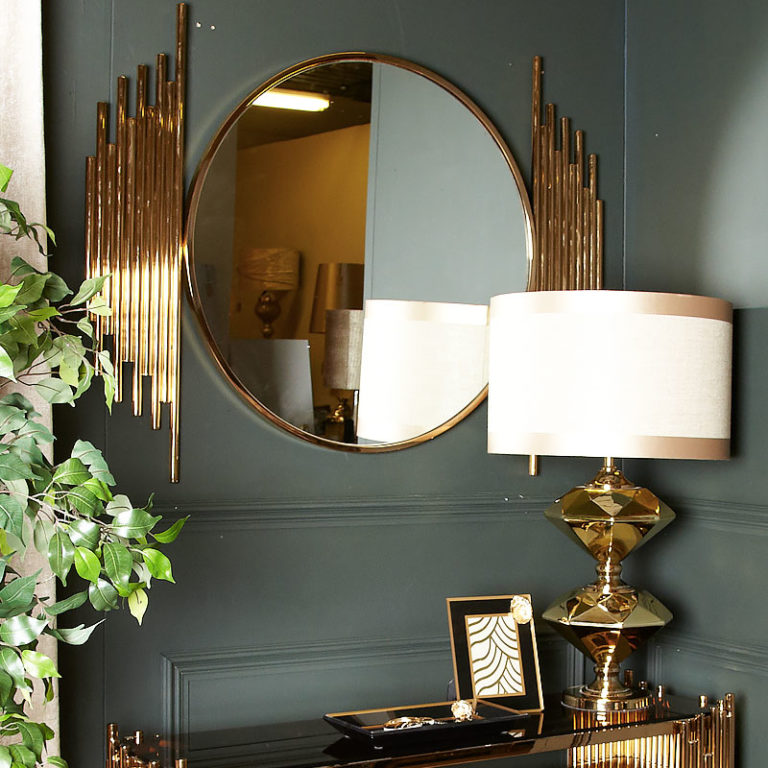 Premium Remington Metal Wall Mirror Rose Gold Picture Perfect Home